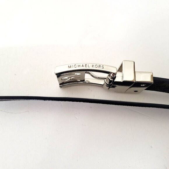 Michael Kors Black Patent Leather Belt With Silver Buckle - Picture 3 of 4